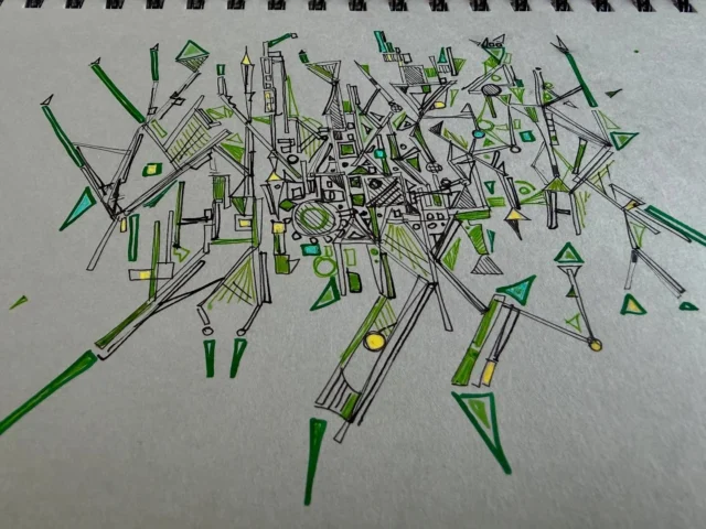 Fountain pen, inkjoy, and gel pens #StressDoodle #StressDoodling