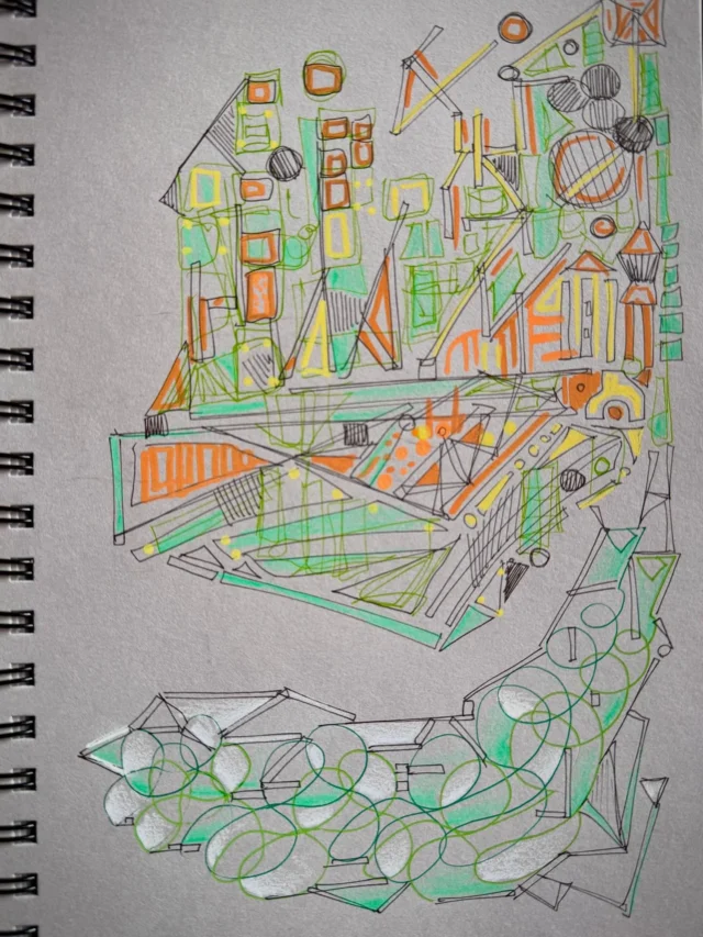 Bit of colored pencil and pastel in this #StressDoodle #StressDoodling acrylic paint markers and fountain pen too.