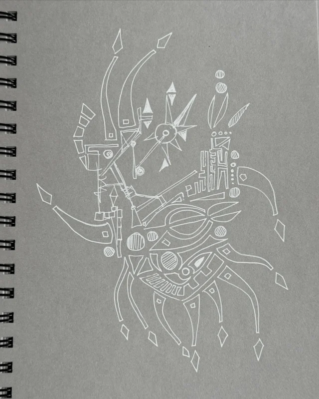 White inkjoy on gray paper #StressDoodle #StressDoodling