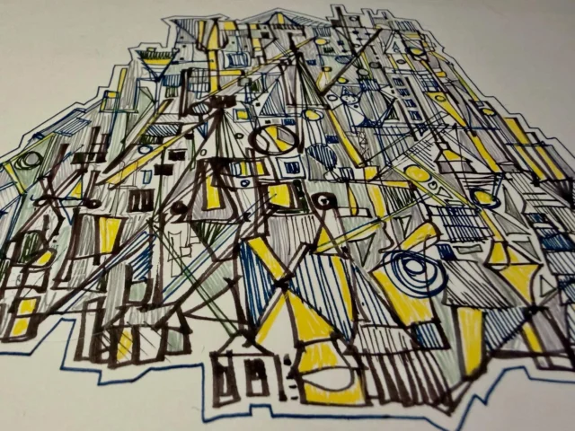 Pencil, gel pen, fountain pen #StressDoodle #StressDoodling