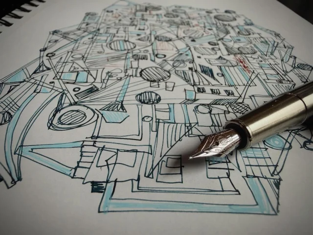 Fountain pen and a bit colored in with gel pen #StressDoodle #StressDoodling