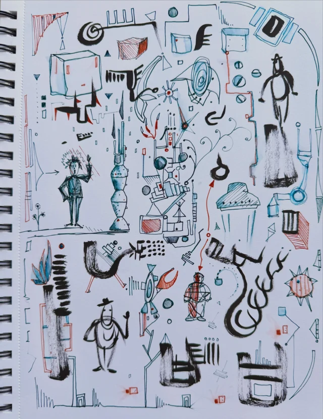 Fountain pen, brush pen, gel pen, water #StressDoodle #StressDoodling