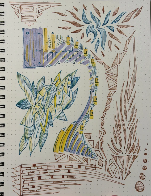 Fountain pen and highlighter #StressDoodle #StressDoodling
