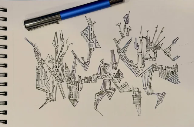 Finally filled some empty fountain pens, extra fine nibs. #StressDoodle #StressDoodling